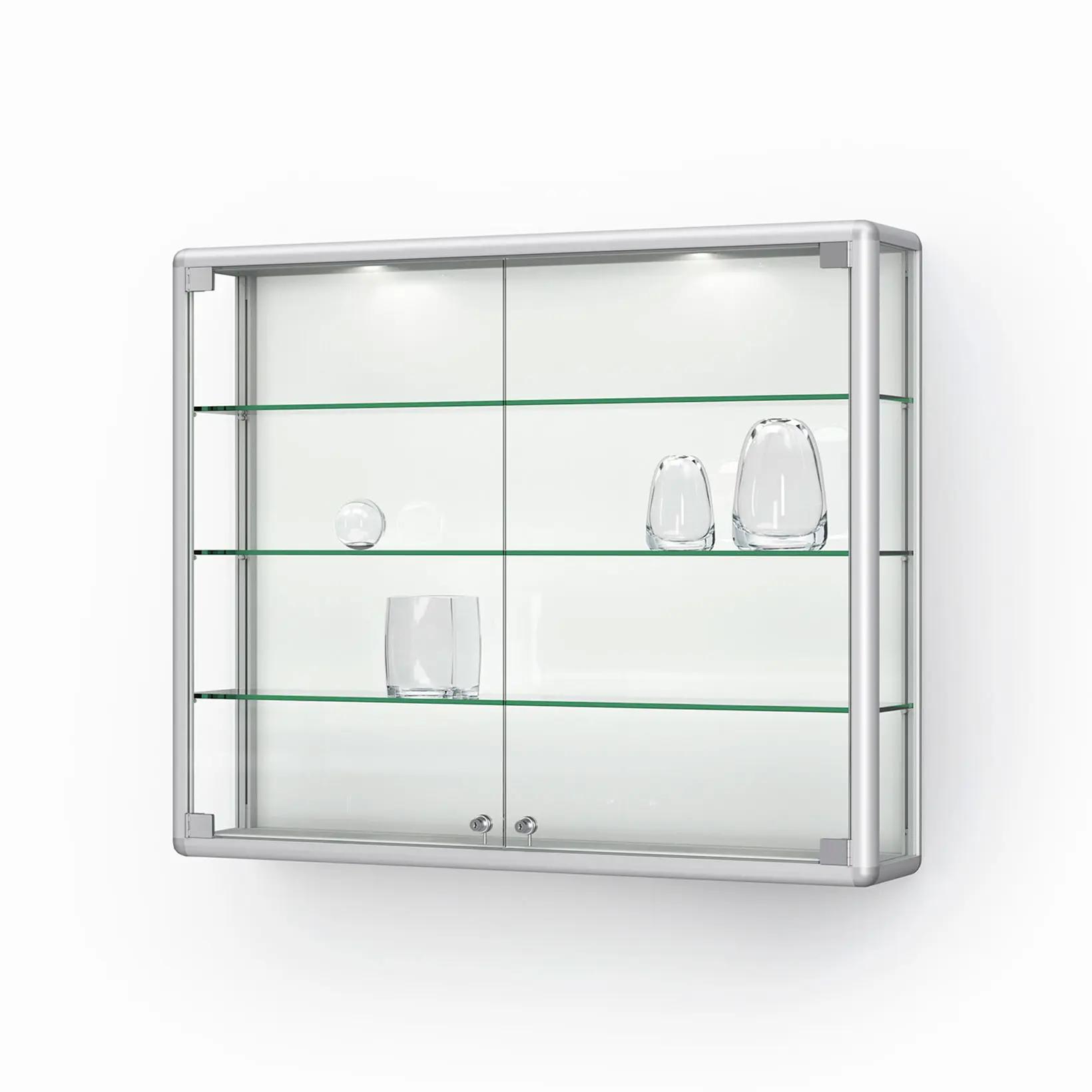 Wandvitrine, Glasvitrine, Schrankglas, LED-Beleuchtung, Schiebetüren