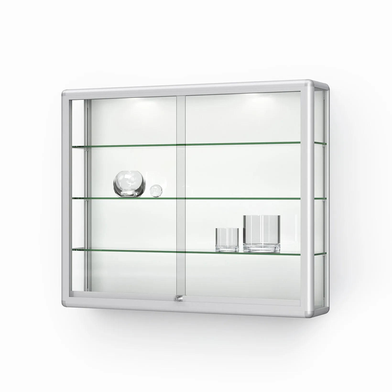 Vitrinenwand, Glasvitrine, Schrank, Glasregal, Metallrahmen